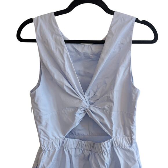 Everlane Women's The Clean Cotton Twist-Back Fit & Flare Dress Blue Size 8 - Picture 9 of 10